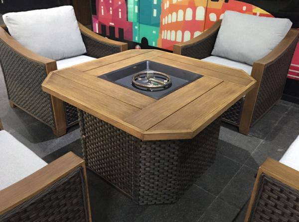 41'' Square Chat Wicker Barbecue Outdoor Fire Pit Table Outdoor Gas Garden Heater