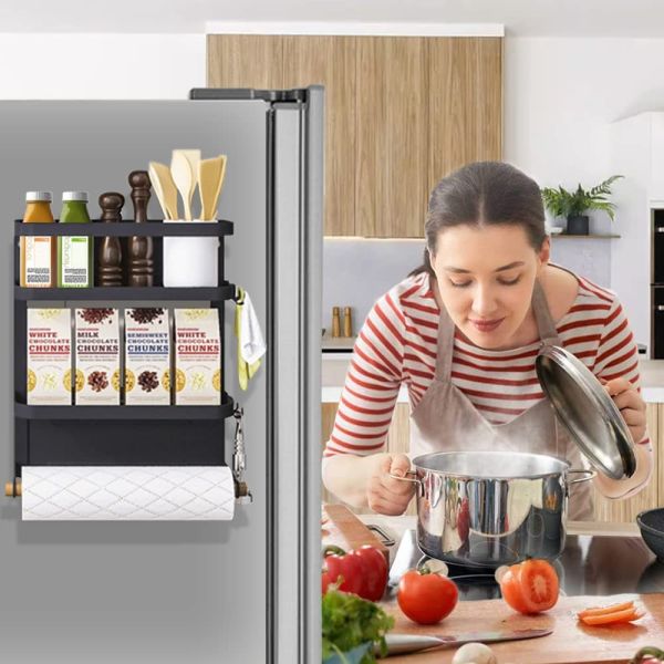 Storage Holders Racks Metal Fridge Shelf Magnetic Spice Rack Organizer for Refrigerator