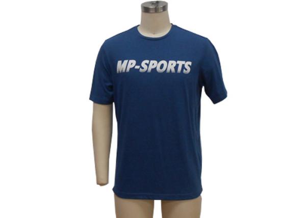 Navy Blue Melange Mens Polo T Shirts With Dot Shade Print Quick Dry Function
