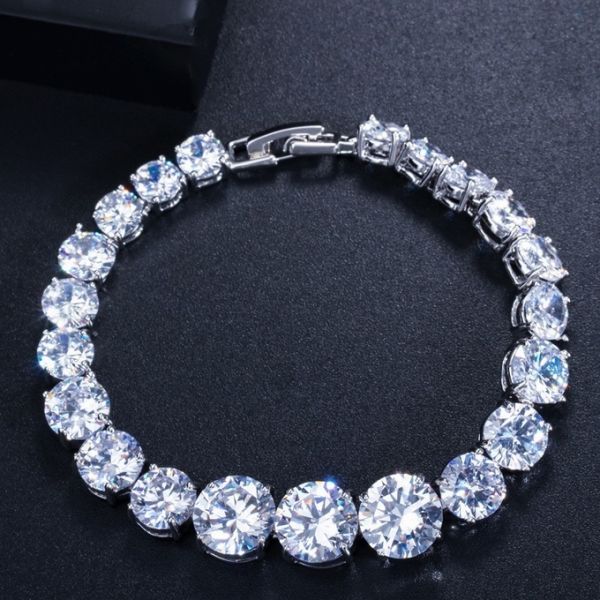 New Luxury Rose Gold Silver Color CZ Bracelet Bangle for Women Open Party Gift Jewelry Wholesale