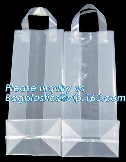 Rope shopping die cut handle tote bag plastic bag soft loop handle bag,Bottom Gusset Soft Loop Handle Food Plastic Bag w