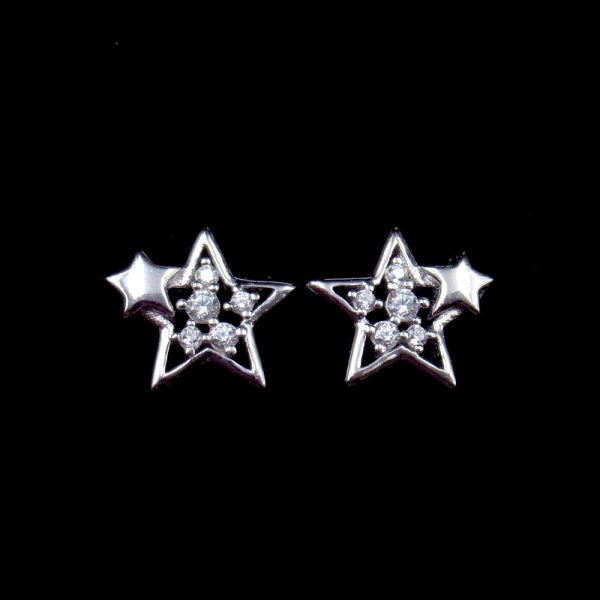 Vintage Cubic Zirconia Stud Earrings Sterling Silver / Small 925 Fzn Earrings