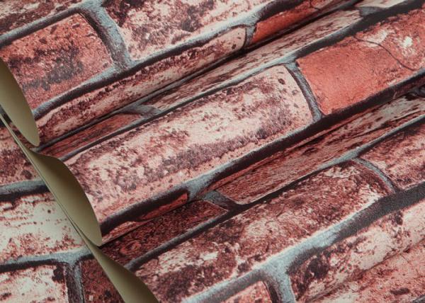 3D Vinyl Brick Effect Wallpaper For Bedroom / Coffee Shop , Removable Brick Wallpaper