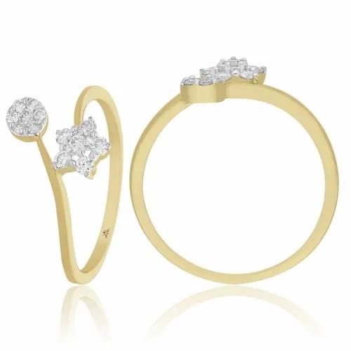 0.20 CTS Diamond Ring-9K White Gold-star Shape Engagement Ring