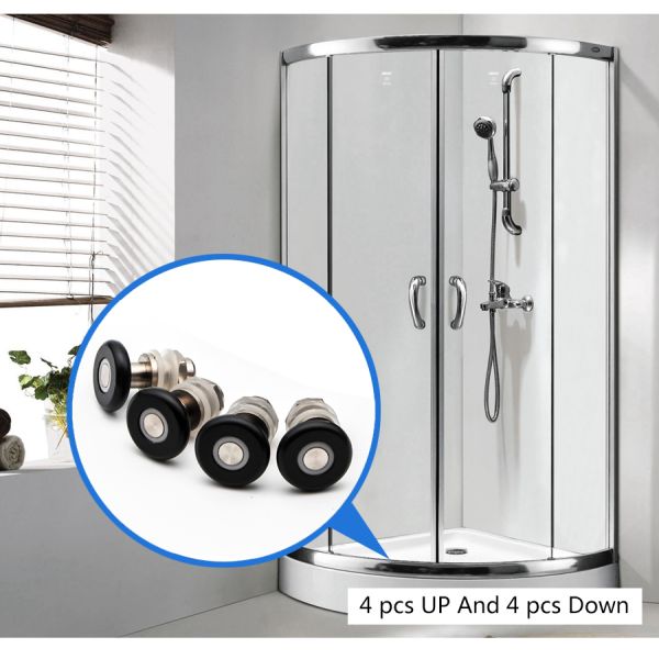 23 / 25 / 27mm Diameter Shower Door Parts Rollers , Shower Screen Rollers Black / White Color