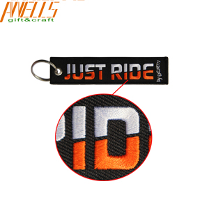 PMS Color Embroidered Keychain Tag 150*25MM Personalized Embroidered Keychains