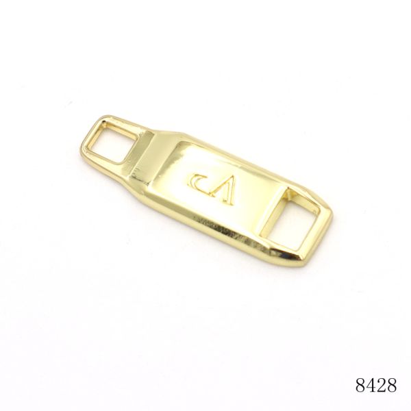 Square Custom Gold Logo Engraved Metal Zip Puller For Handbags Hardware Accessories