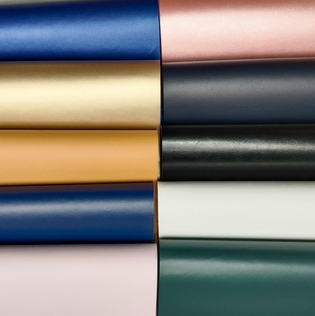 High Quality PU Printed Synthetic Thermal Suede Leather Fabric Embossed Stretch Material for Notebook Labels Sofa Garments
