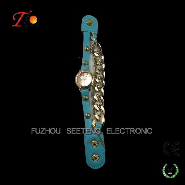 Charming Vintage watches ladies Bracelets watches with rose gold metal bracelet and gunuine leather band