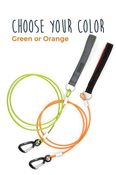 Steel Braided Cord Chew Proof Dog Leash 6 Feet Padded Handle Rock Climbers Carabiner