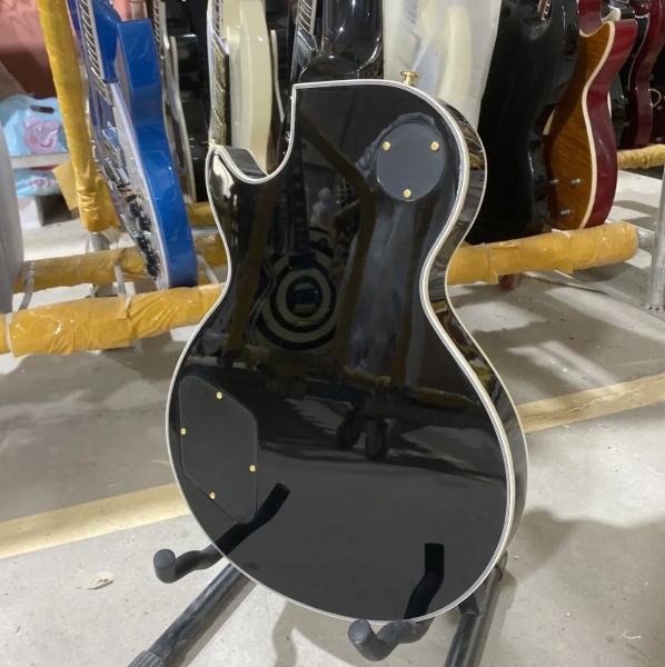 Custom GB Style LP Les Paul Electric Guitar, Mahogany Body, Ebony Fretboard, Black Color, Golden Hardware, Fret Binding