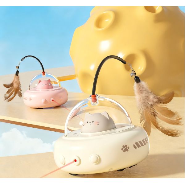 Adjustable Chicken Toy Automatic Laser Feather Bell Interactive Electric USB Rechargeable Safe Lifelike Taffeta Material