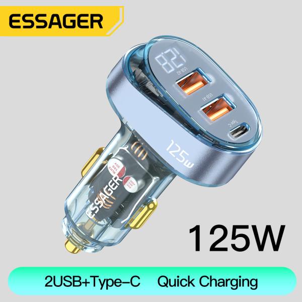 PD QC Digital Display Fast Charging Car Charger Transparent 125W 65W 30W