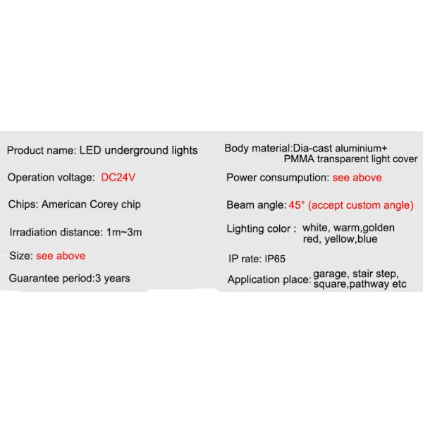 LED light embedded underground light outdoor waterproof Garage outdoor Pathway lights