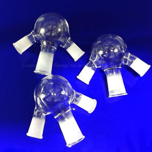 Customized High Temperature Corrosion Resistant Laboratory Quartz Tubes Three Mouth Flasks With Ground Joints