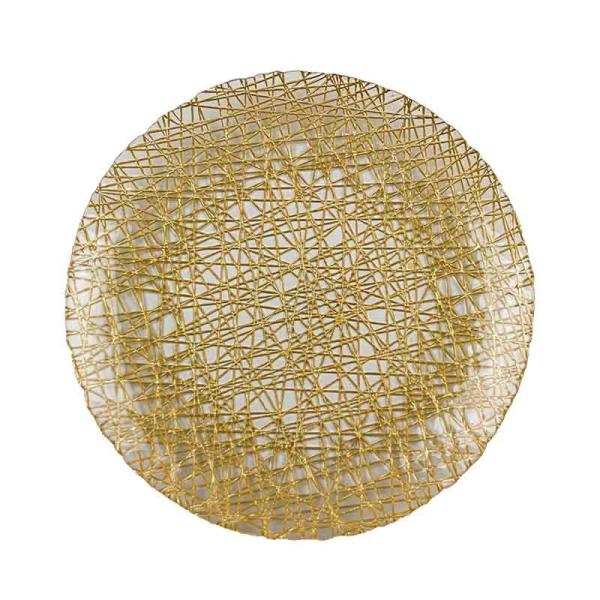 Wholesale Custom Gold Glass Charger Plates|FDA Approved Eco-Friendly|Bulk Orders for Hotels&Restaurants