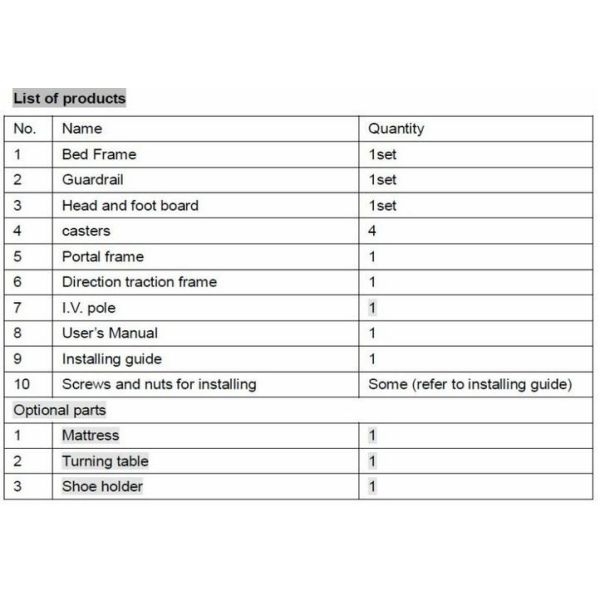 Steel Bed Frame Double Column Hight Adjustable Orthopedic Traction Bed With Turning Table (ALS-TB03)