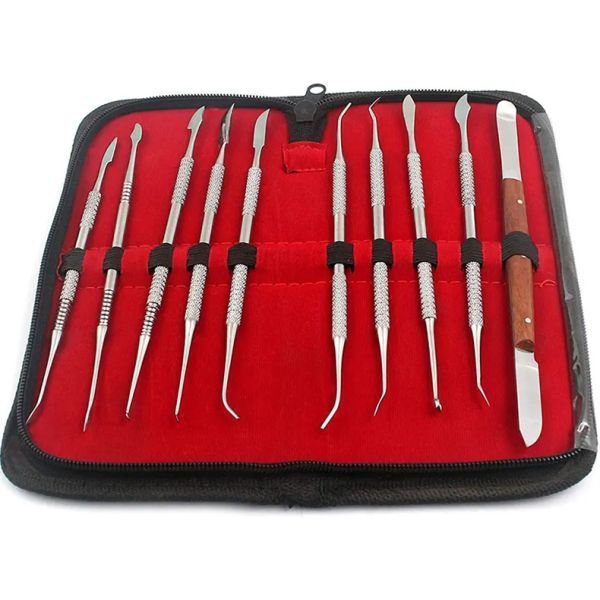 Double-Ended Dental Sculpture Knife Stainless Steel 10pcs/ Set Dental Wax Carving Tools