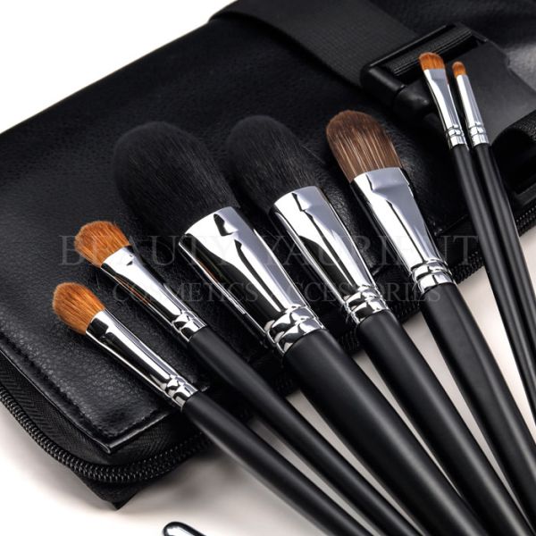 SA8000 Certified Durable Black Face Makeup Brush Set For Face Lip Eyes