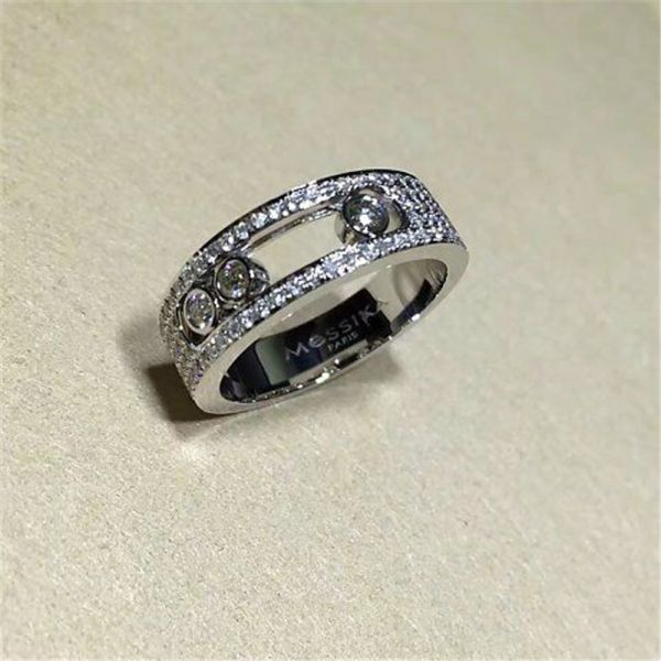 Luxury jewelry Luxury Jewelry Three drill sliding ring material 18k white gold yellow gold rose gold diamond ring