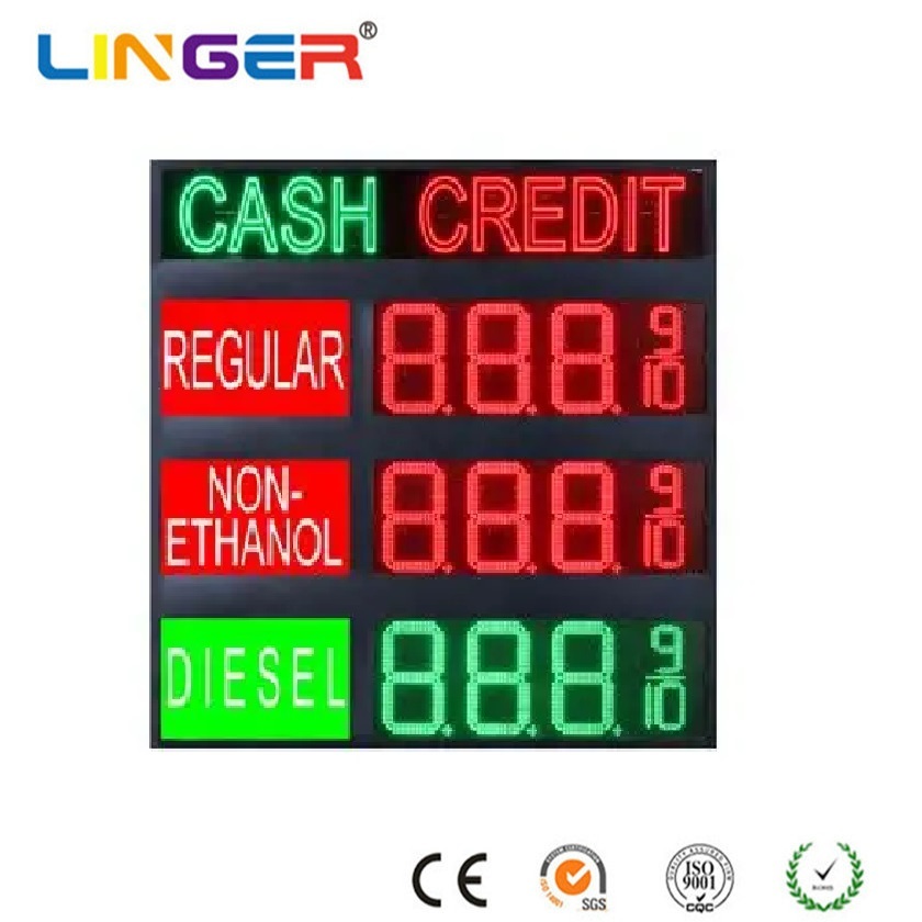 Red / Green LED Gas Price Display Customized LED Price Signs For Gas Stations