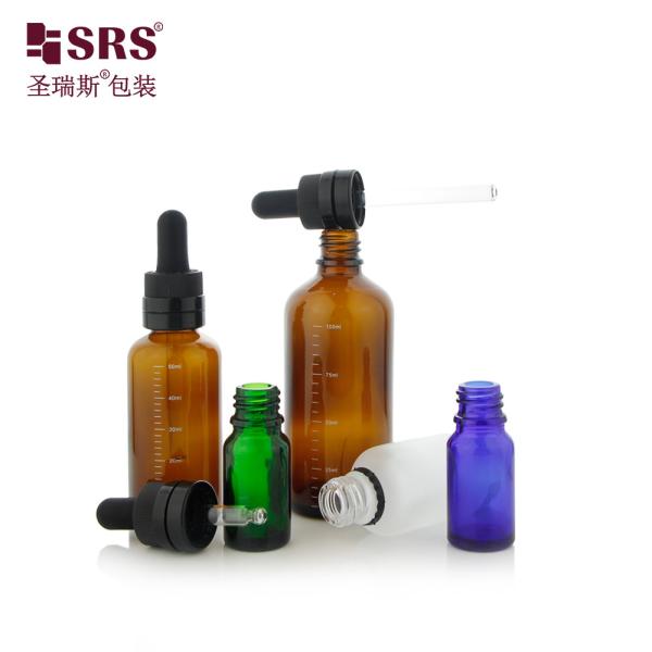 D007 Bouteille en verre ambre de 5 ml 10 ml 15 ml 30 ml 50 ml 100 ml avec volume imprimé Pour emballage d' huiles essentielles