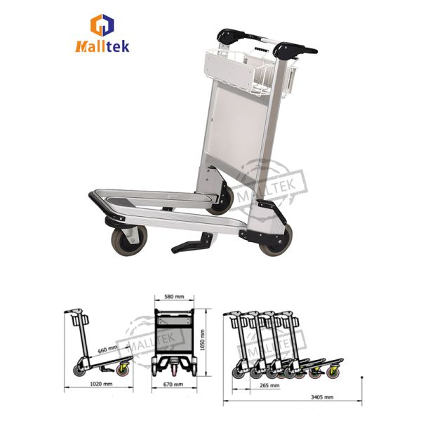 Standard Airport Luggage Baggage Trolley For Intermational Airport With Aluminum Alloy Material