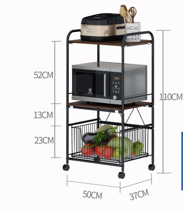 Household Kitchen Living Room Floor Rack Removable Three-Story Rectangular Storage Rack