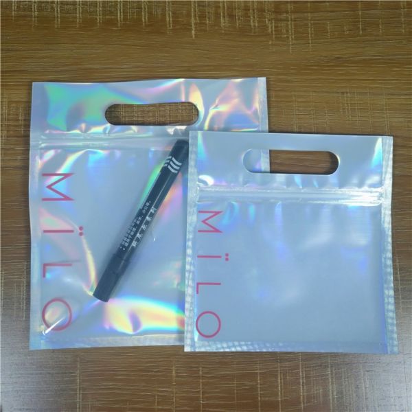 Custom printed colorful zip lock clear plastic bags for cosmetic makeup brush packaging