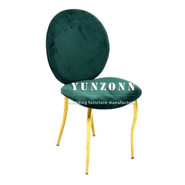 Wholesale Dining Room Furniture Nordic Velvet Green Luxury Gold Stainless Steel Base Hotel Fabric Dining Chair