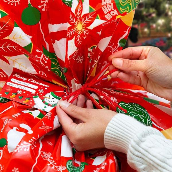 Custom Design Colorful Plastic Gift Wrap Bags For Huge Xmas Present Packing