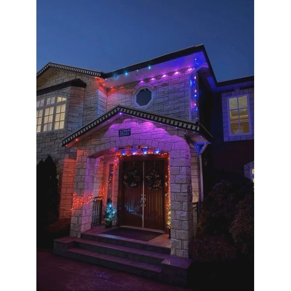 Chageable RGBIC LED Lights with Blutooth Control Eaves Light 15m 25 Lights Power Supply Controller one Piece