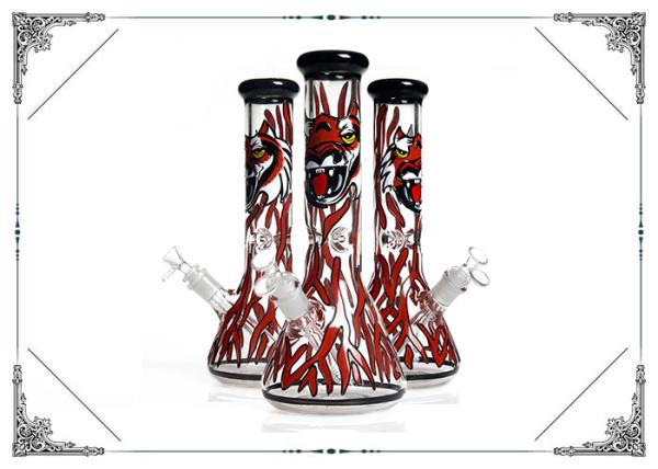 Beaker Tobacco Recycling Hookah Tube With Red Spray Dragon On Glass