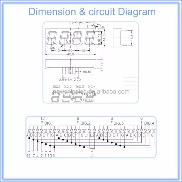 0.39 Inch 4 digit LED Seven Segment Clock Display