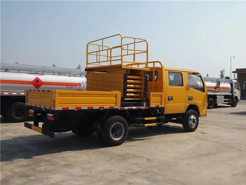 Dongfeng 6 Wheeler Scissor Hydraulic Truck Mounted Ladder 8m 10m 12m