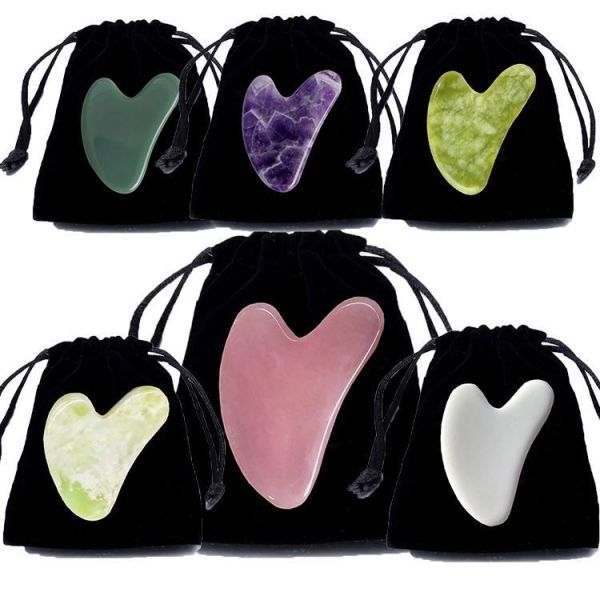 Green Jade Guasha Stone Facial Neck Body Massage Scraping Tool for Face and Body Logo