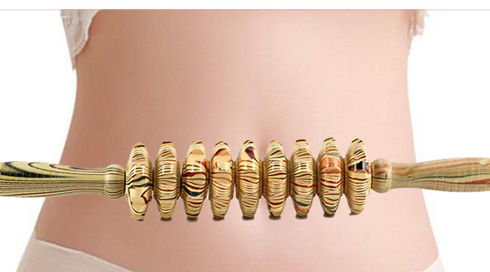 Handheld ручка ролика массажа круга 38cm деревянная для фасции