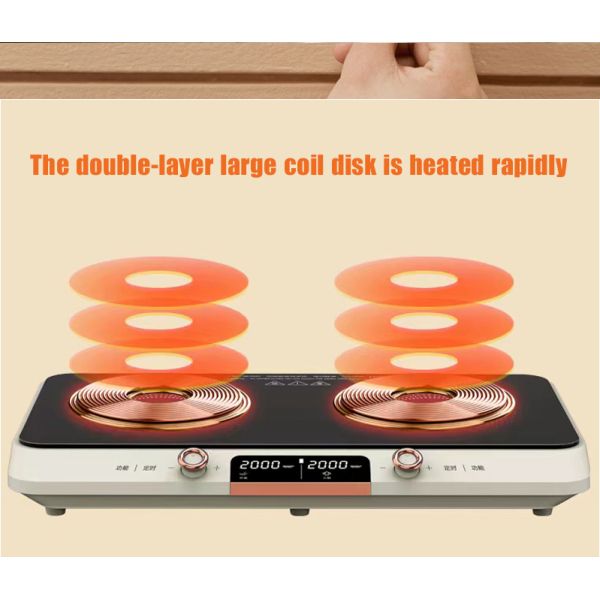 Бытовая 2000 Вт электрическая индукционная плитка с сенсорными кнопками и керамической стеклянной пластиной