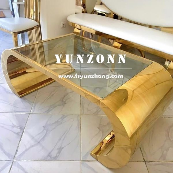 Oval Coffee Table for Living Room Stainless Steel with Gold Mirror Elegant Contemporary Design