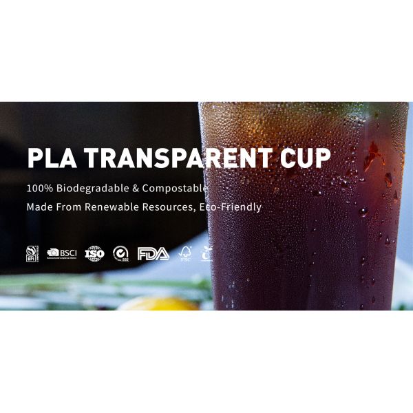 Cold Drink Eco Friendly Biodegradable Compostable Clear PET Disposable PLA Cups Plastic