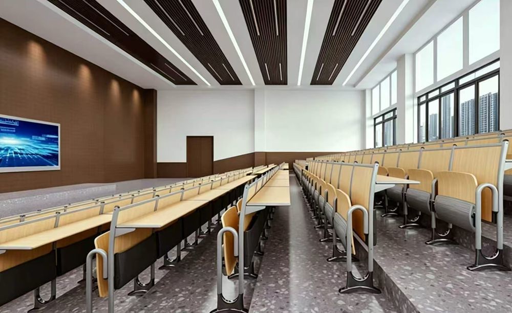 Linked Auditorium Seating Chairs Auto Return Tip Up Chair For Conference Hall