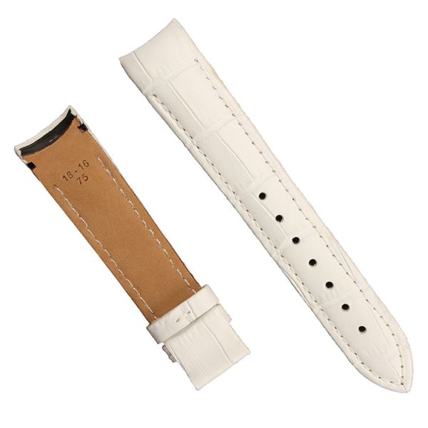White Top-grain Curved Genuine Leather Strap