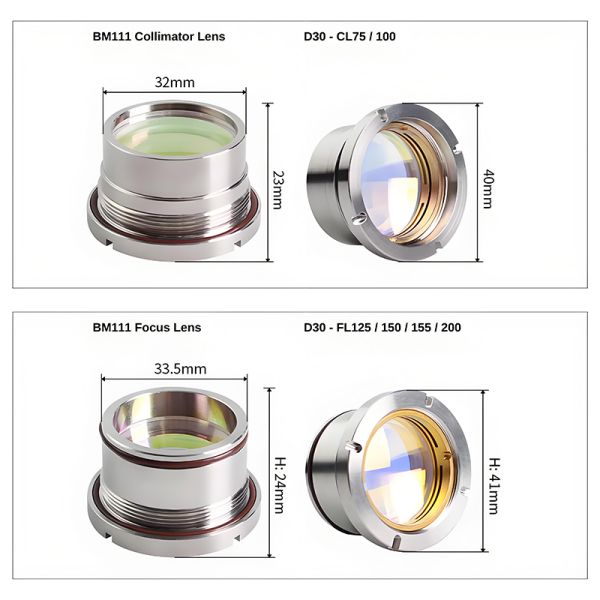 D30 F75/100 Laser Collimating Lens D30 F125/155/200 Focusing Lens Assembly for Raytools BM110 BM111 Laser Cutting Head