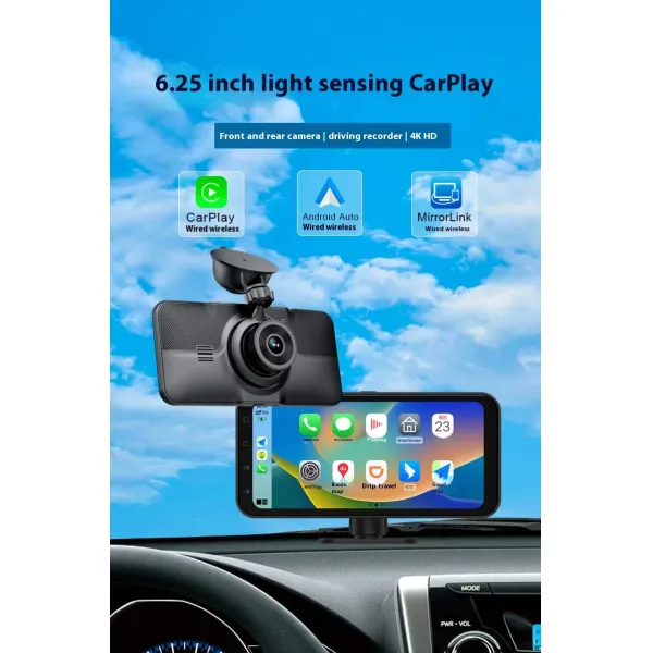 6.25 Inch Wireless Carplay Dashcam Bluetooth Connectivity High Definition Recording