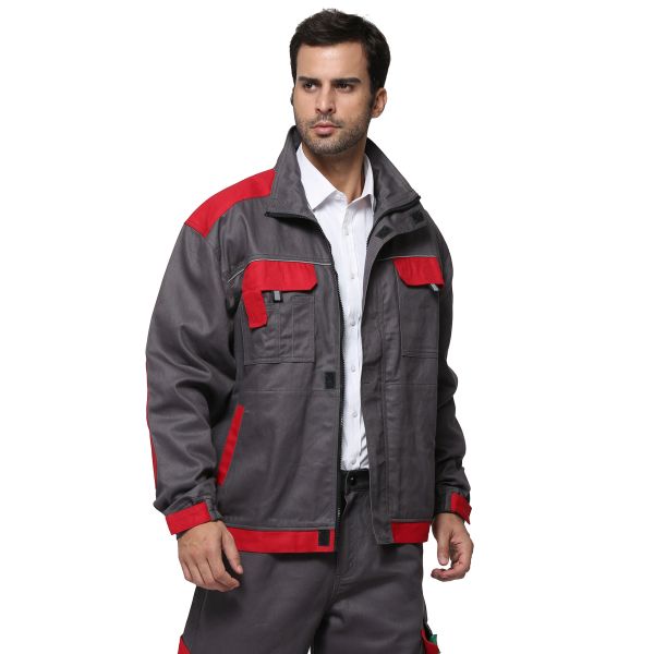 100% Cotton Industrial Work Jackets Color Match Tear Resistant With Multi Pockets