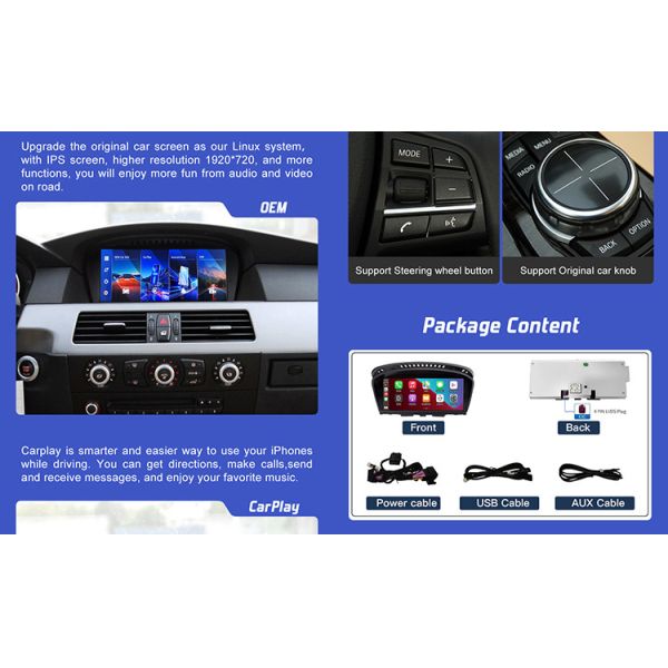 Двойная система BMW Car Stereo поддерживает OEM камера заднего вида и обратную камеру после продажи