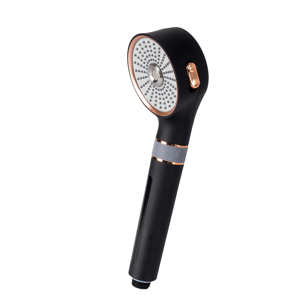 Black Rose Gold Micro Nano Bubble Shower Head 3 Spray Modes Water Saving Handheld Shower