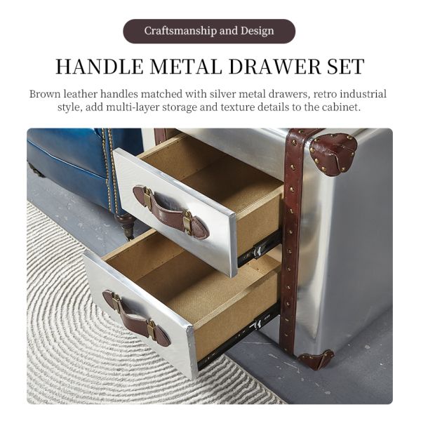 Nidea #321 Industrial-Style Aluminum Panel Riveted Metal Retro Handmade Durable Side Corner Table for Living Room Coffee Shops  Bars