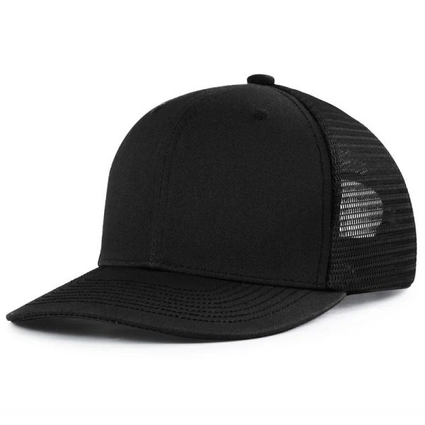 Custom Pre Curved Mesh Hat Cotton Trucker Cap with Plastic Snapback