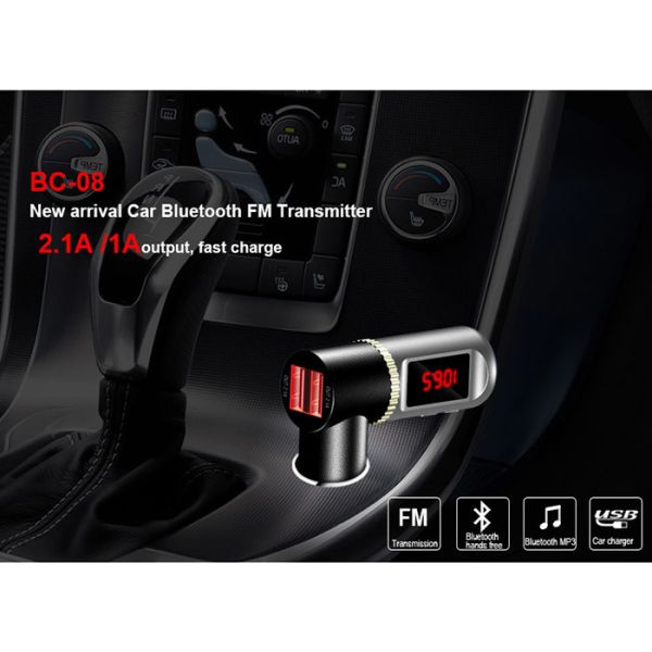 Digital Display Bluetooth Car Charger 360 Independent Volume Control